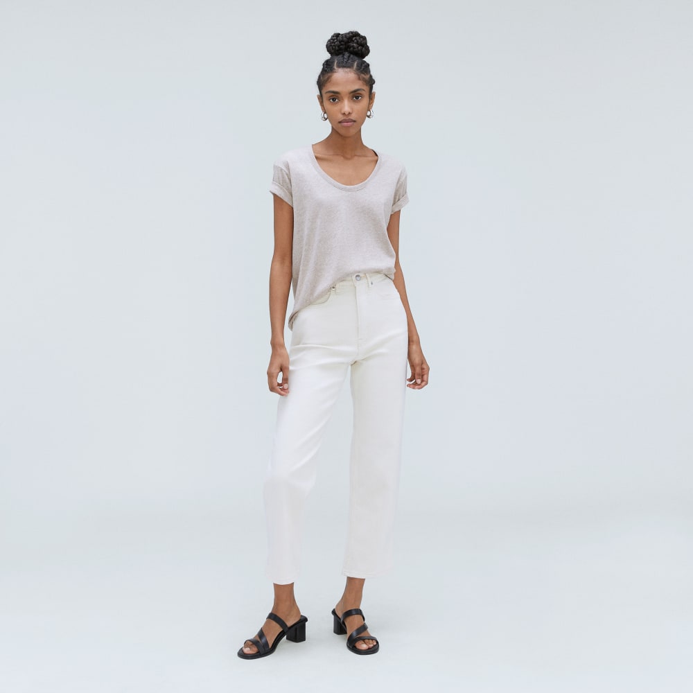 The Air Scoop-Neck Tee in Heathered Oatmeal — detail view