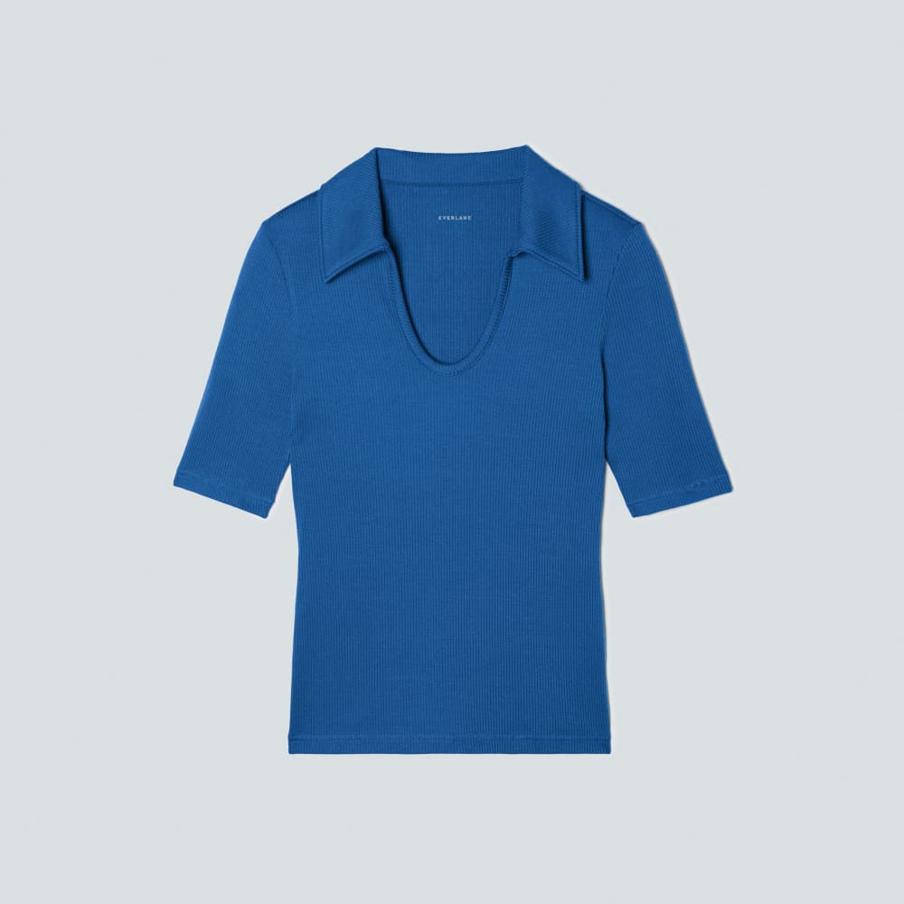 The Super-Soft Short Sleeve Polo in Lapis Blue — front view