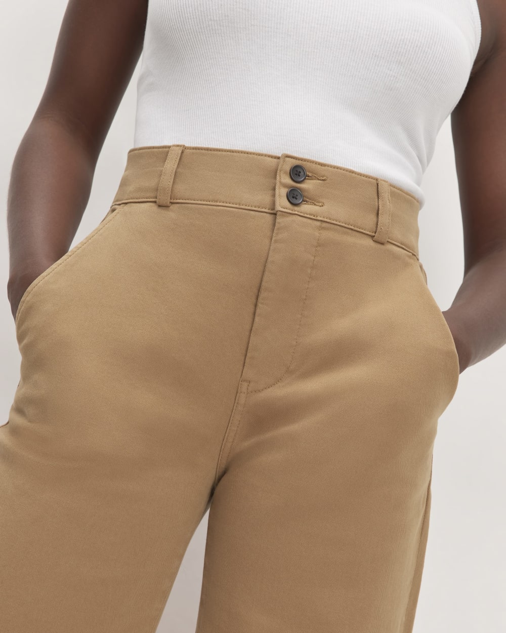 The Organic Wide-Leg Pant in Toasted Coconut — detail view