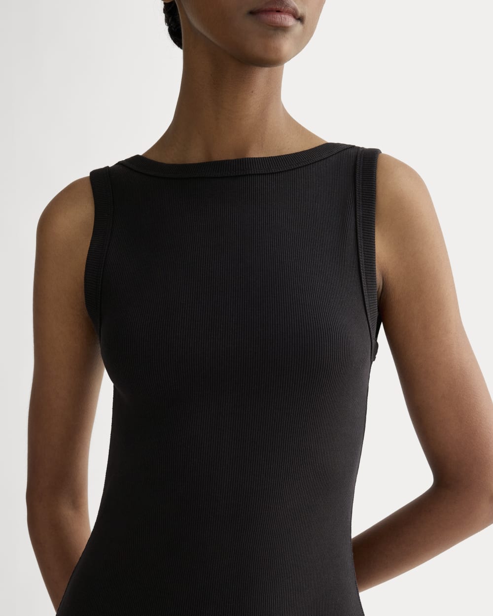 The Selfie Tank Dress in Black — detail view