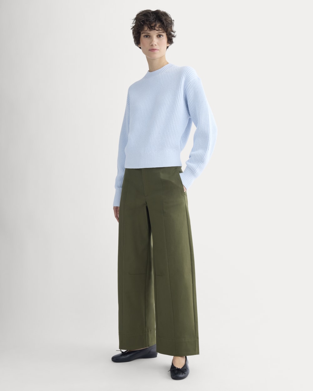 Seamed Balloon Pant in Olive Night — detail view
