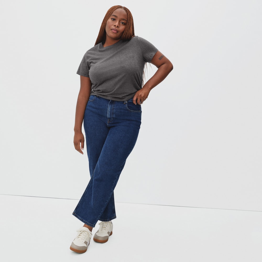 The Organic Cotton Box-Cut Pocket Tee in Charcoal — detail view
