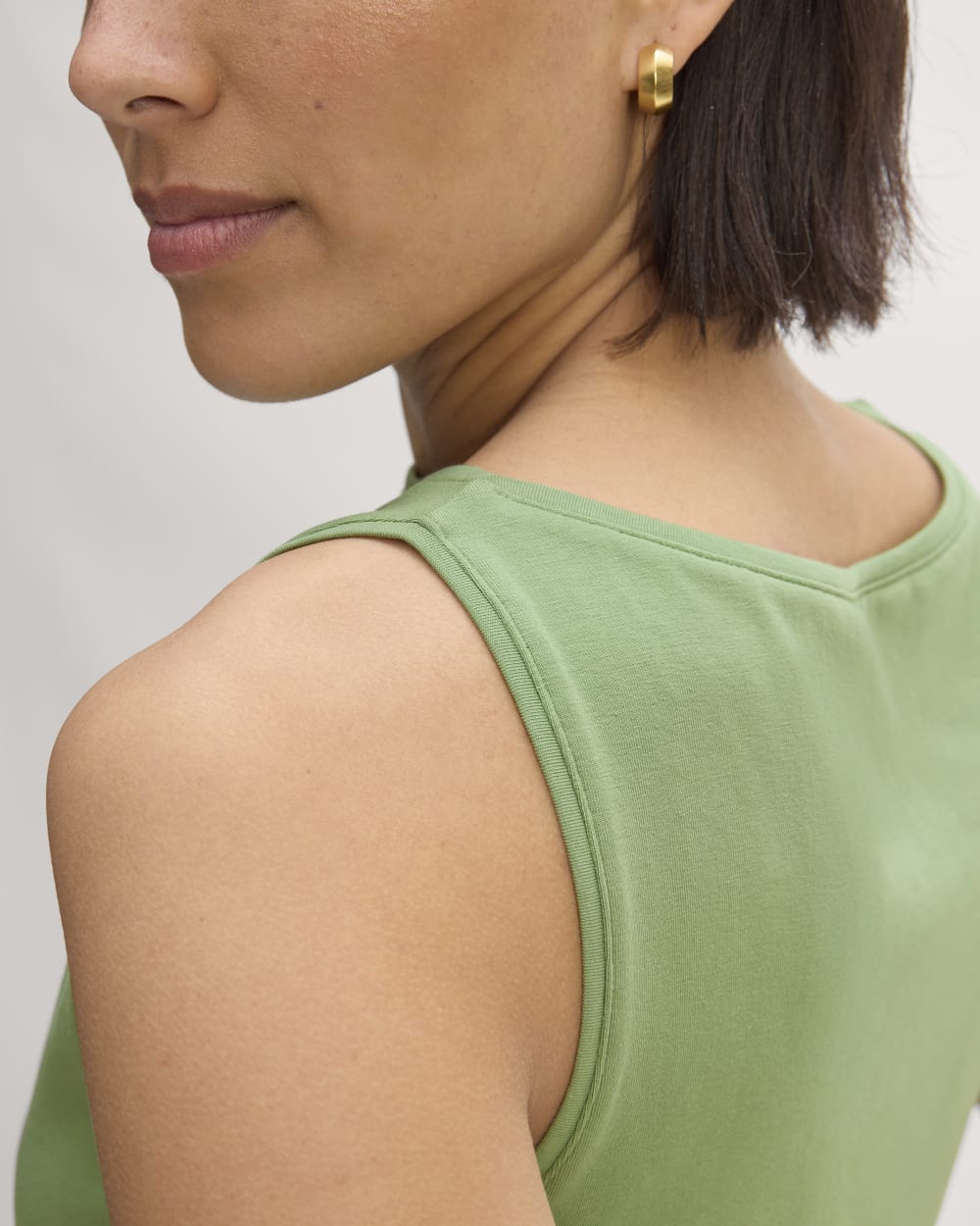 The Form Boatneck Tank in Jade Green — detail view
