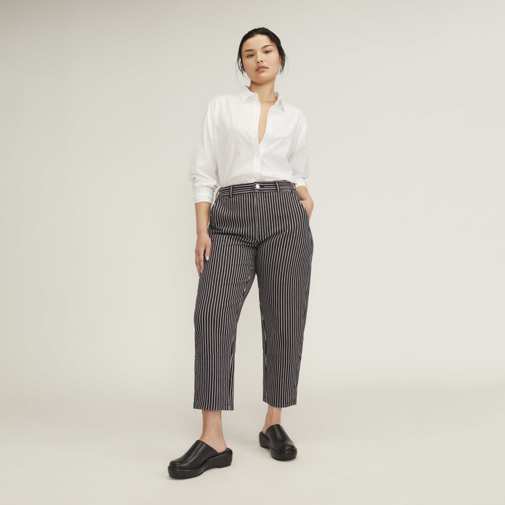 The Utility Barrel Pant in Black / Bone — front view