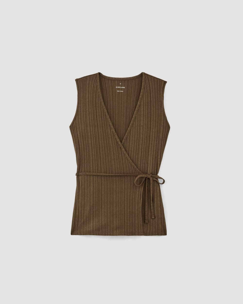 The Rib Wrap Top in Cocoa — alternate view