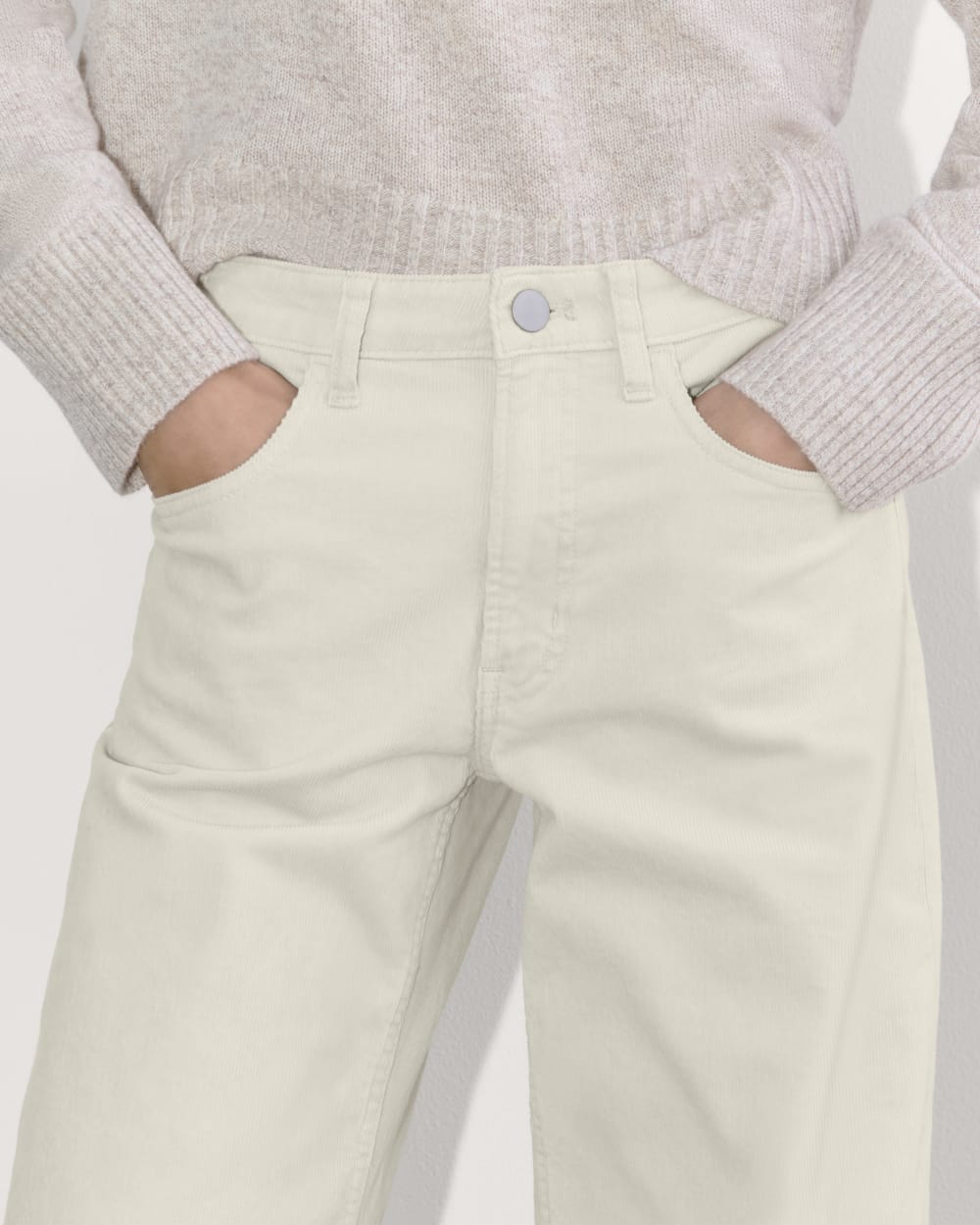 The Mid-Way Pant in Corduroy in Sandstone — detail view