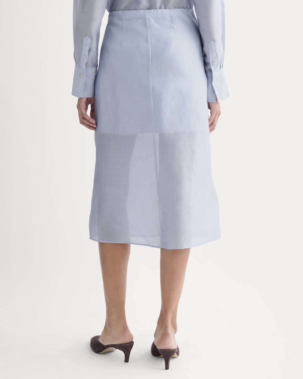 Midi Skirt in Cotton-Silk Organza in Kentucky Blue — detail view