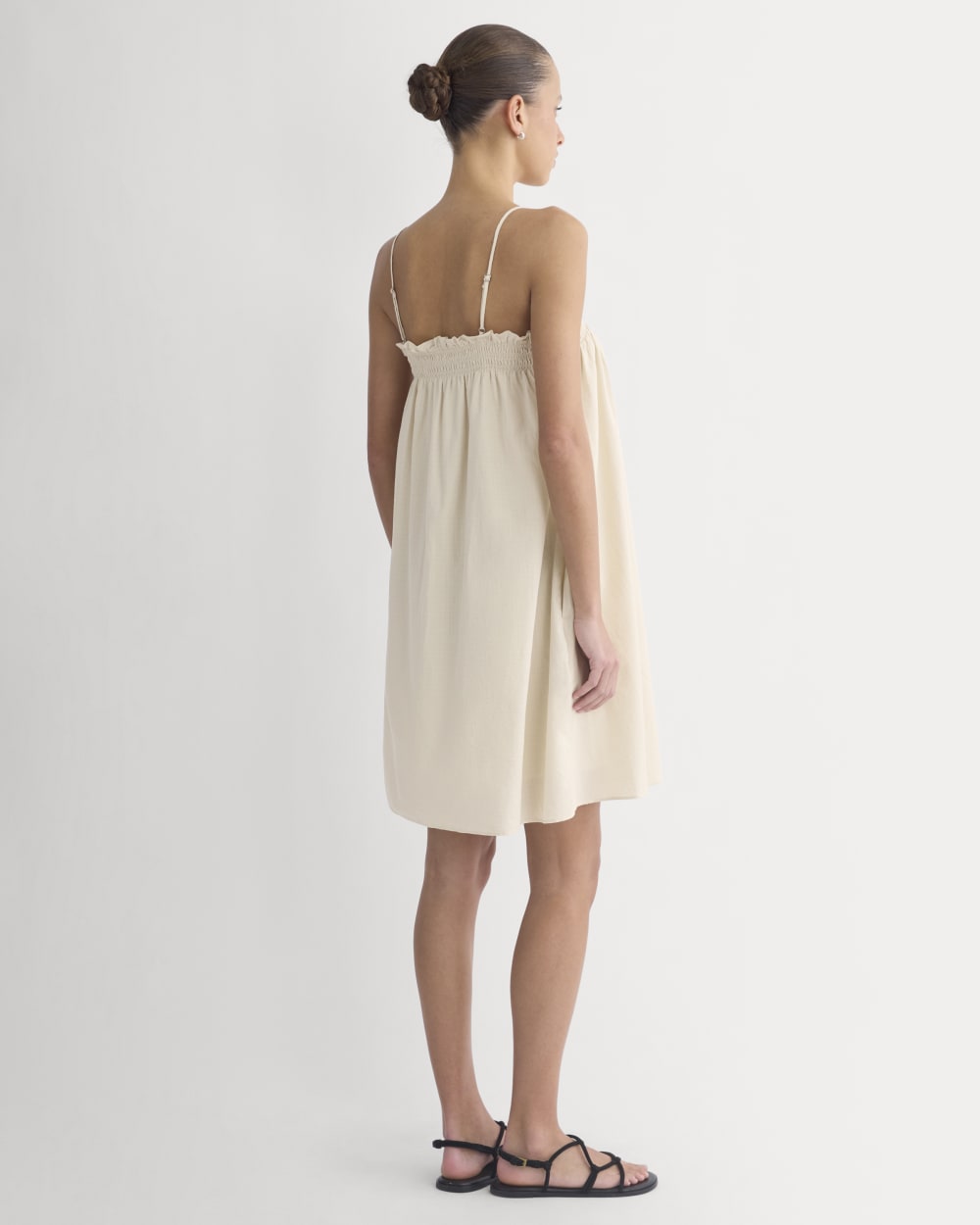 Gauze Smocked Dress in Birch — detail view