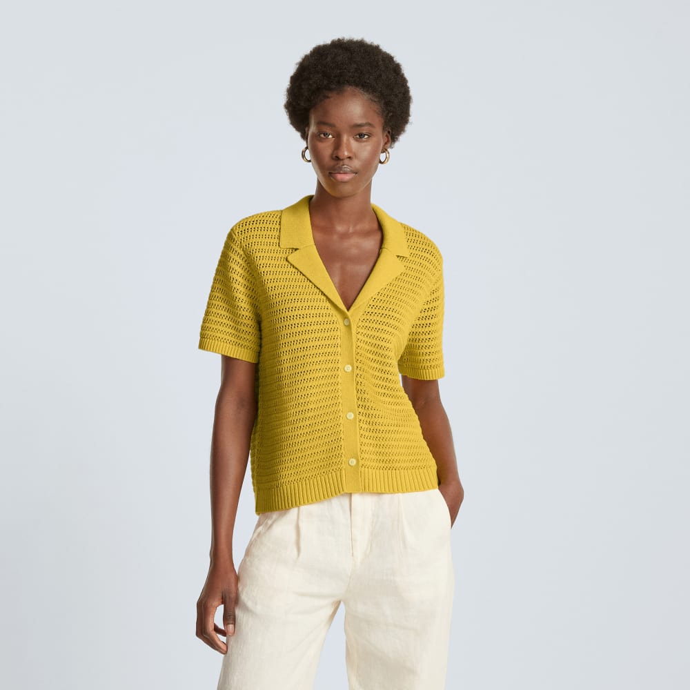 The Crochet Knit Polo in Super Lemon — alternate view