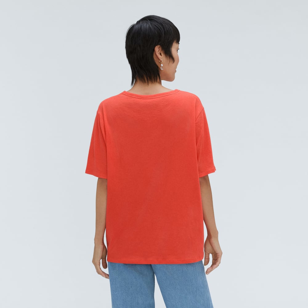 The Air Tee in Red Orange — detail view