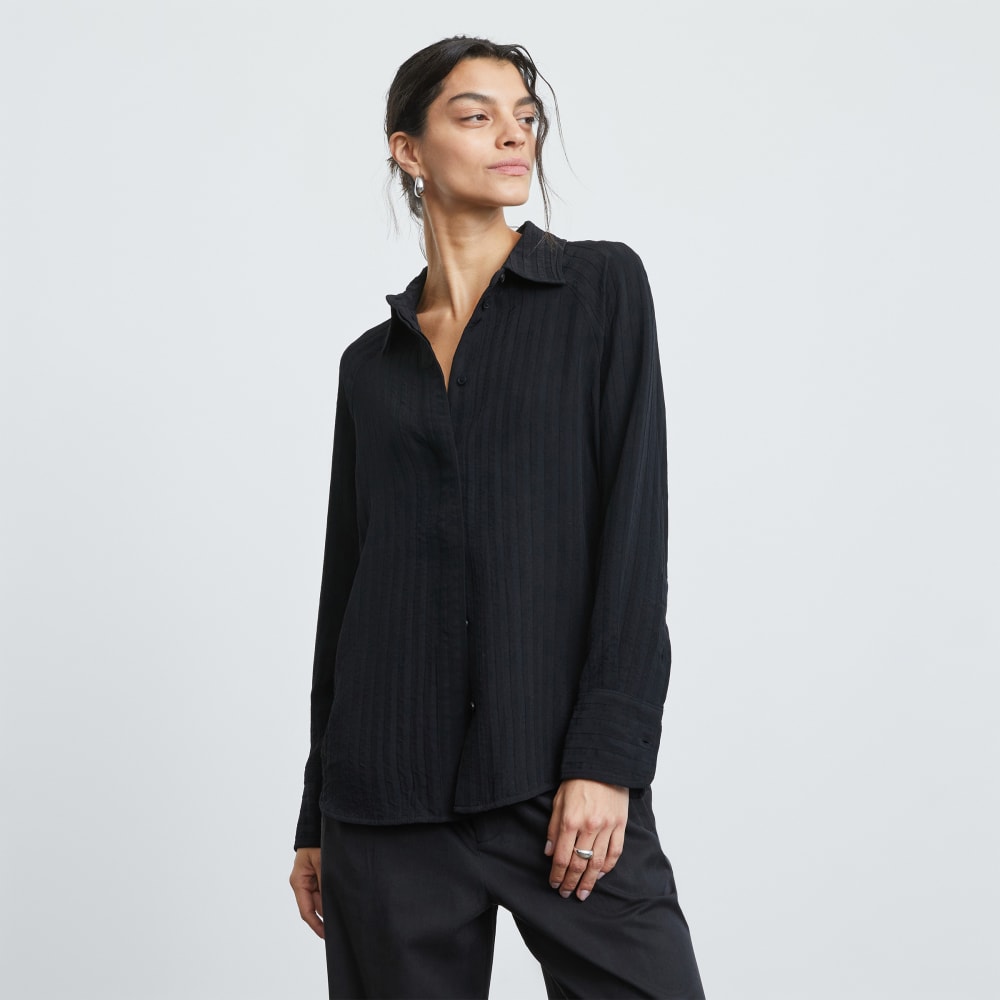 The City Stripe Shirt in Black — front view