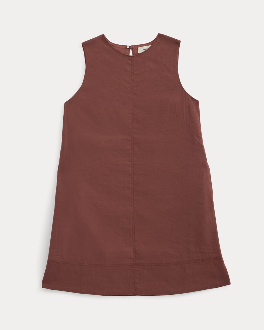 The Shift Dress in Stretch Linen in Henna Red — alternate view