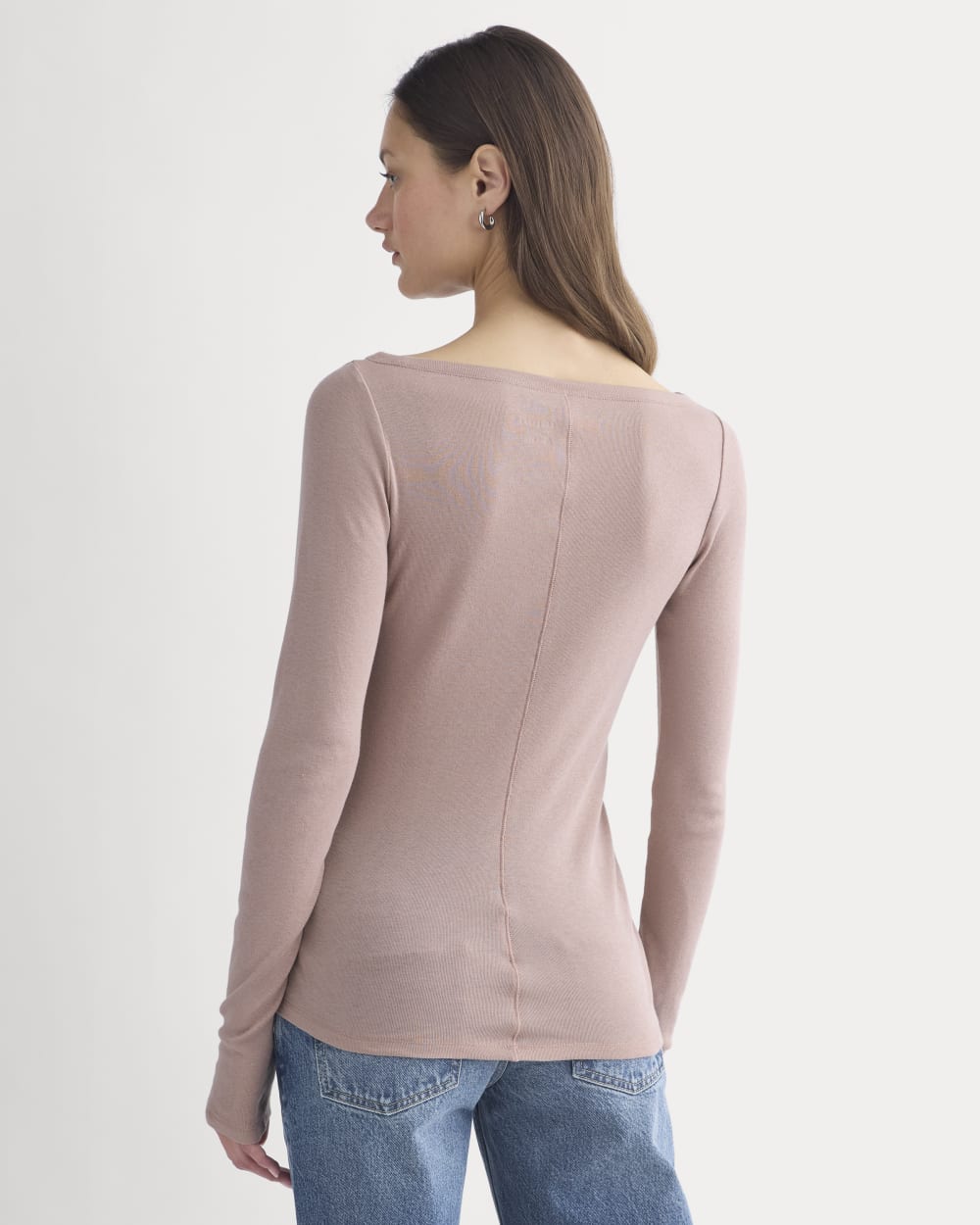 Tissue Boatneck Top in Dusty Rose — detail view