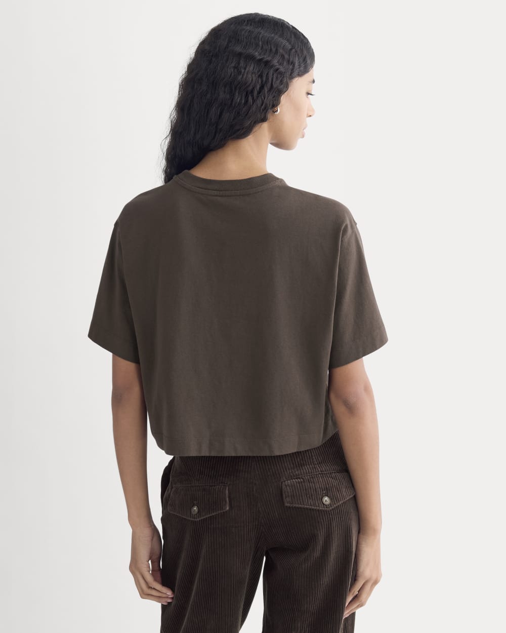 The Premium Weight Cropped Tee in Coffee Bean — detail view