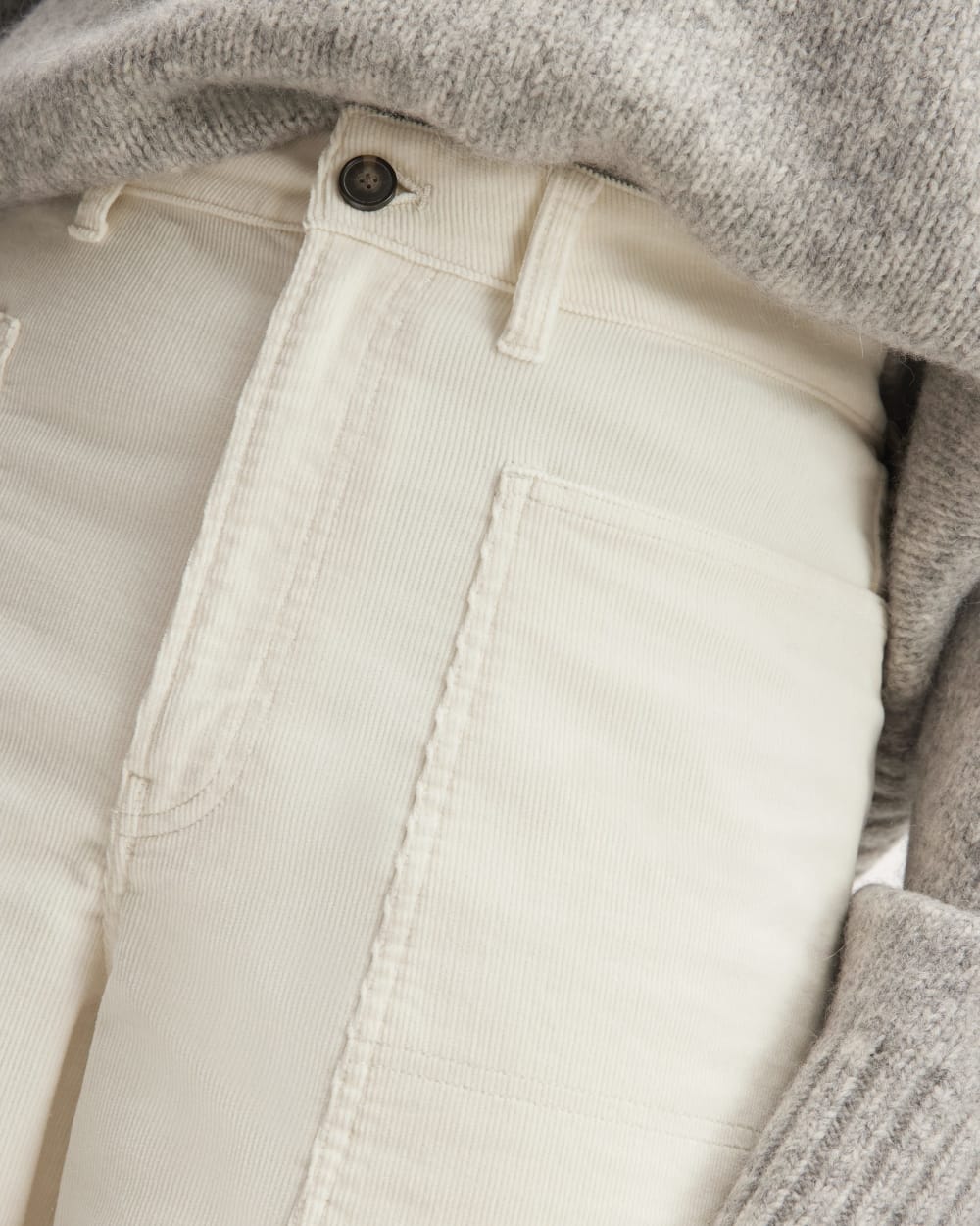 The Corduroy Gardener Pant in Bone — detail view