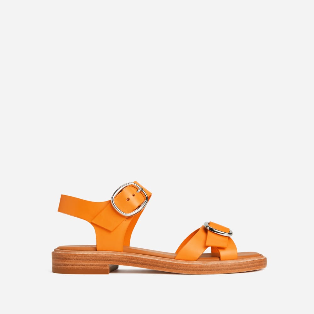 The Twin Buckle Sandal in Turmeric — front view