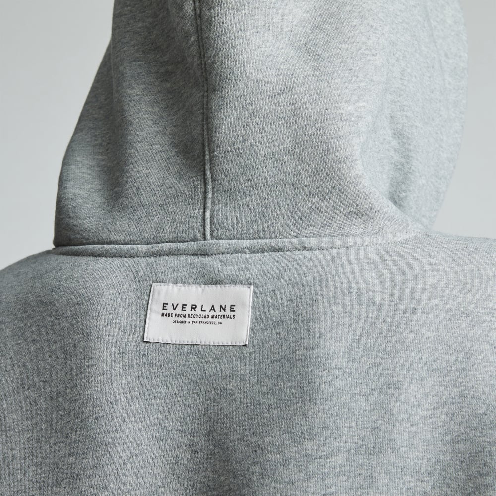 The ReTrack Hoodie in Heather Grey — detail view