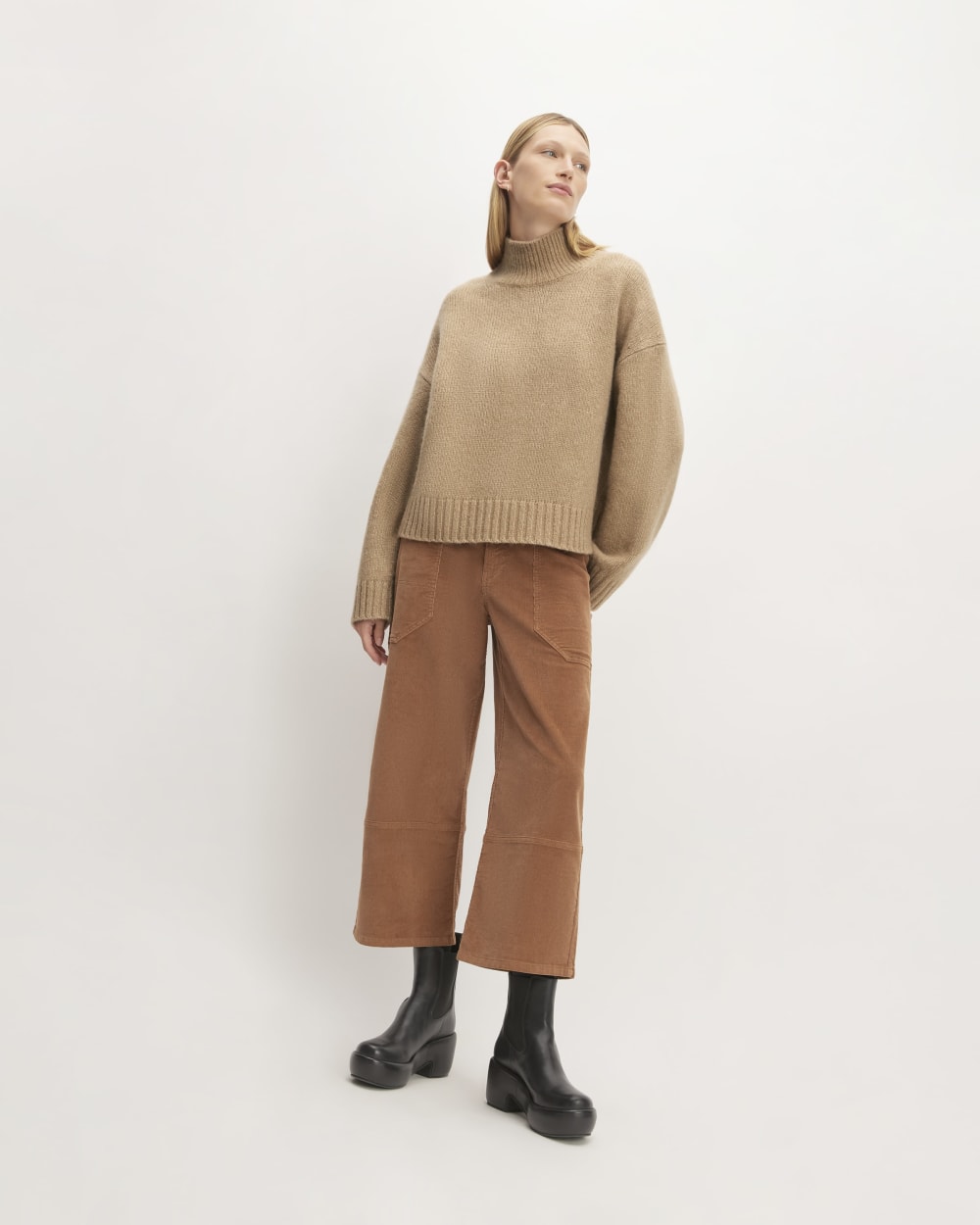 The Cloud Oversized Turtleneck in Tiger's Eye — detail view