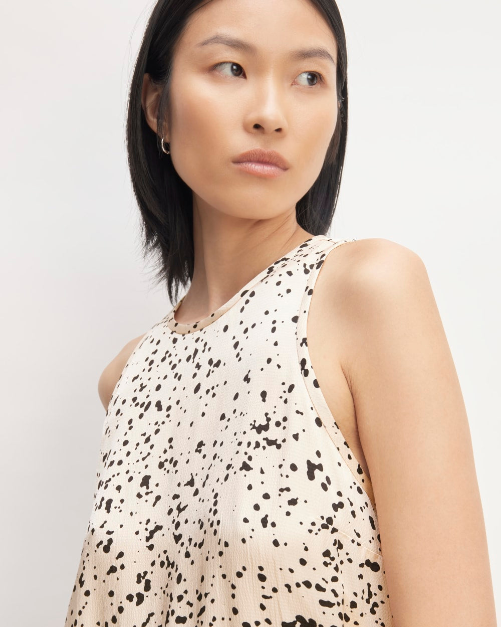The Satin Racerback Slip Dress in Whisper Pink Moonsplatter — detail view
