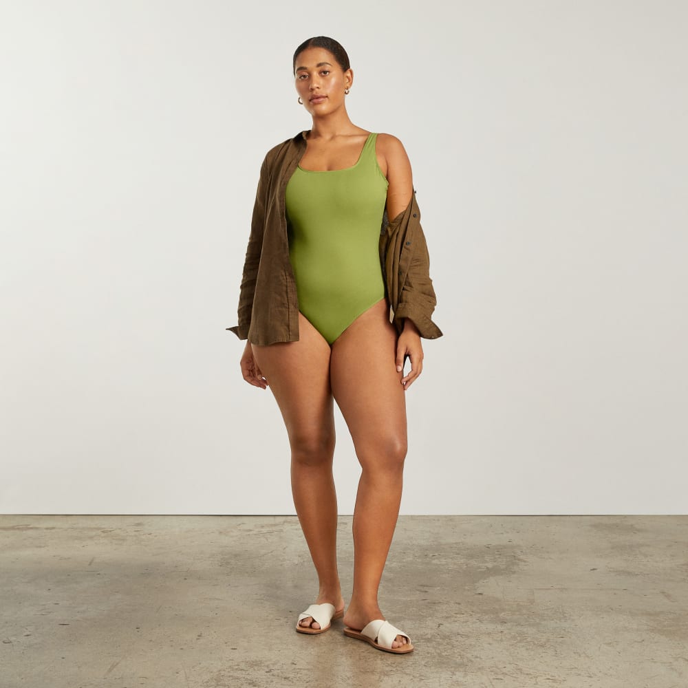 The Square-Neck One-Piece in Pepper — detail view
