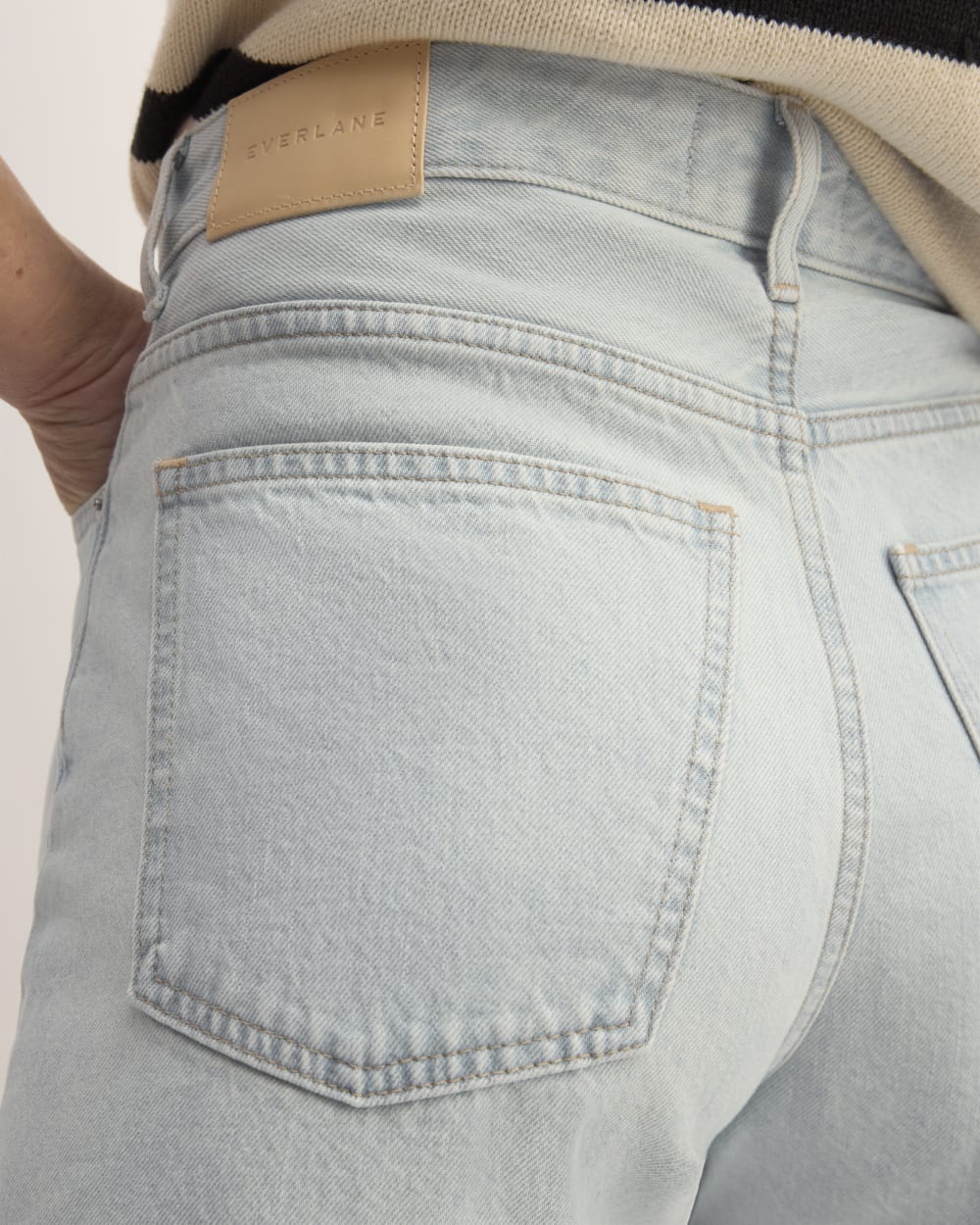 The A-Line Denim Short in Spring Blue — detail view