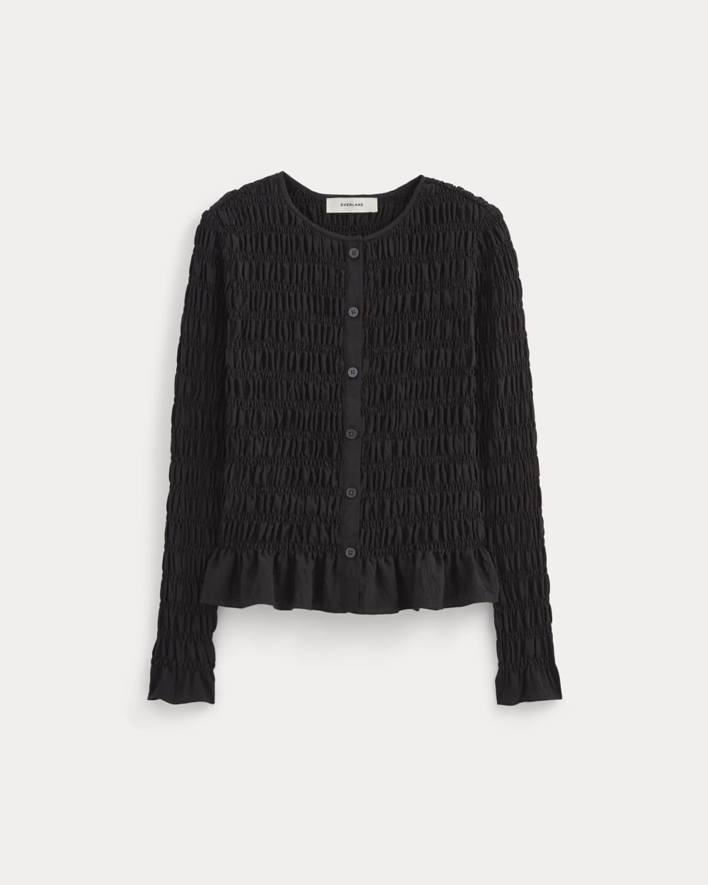 The Smocked Cardigan in Black — alternate view