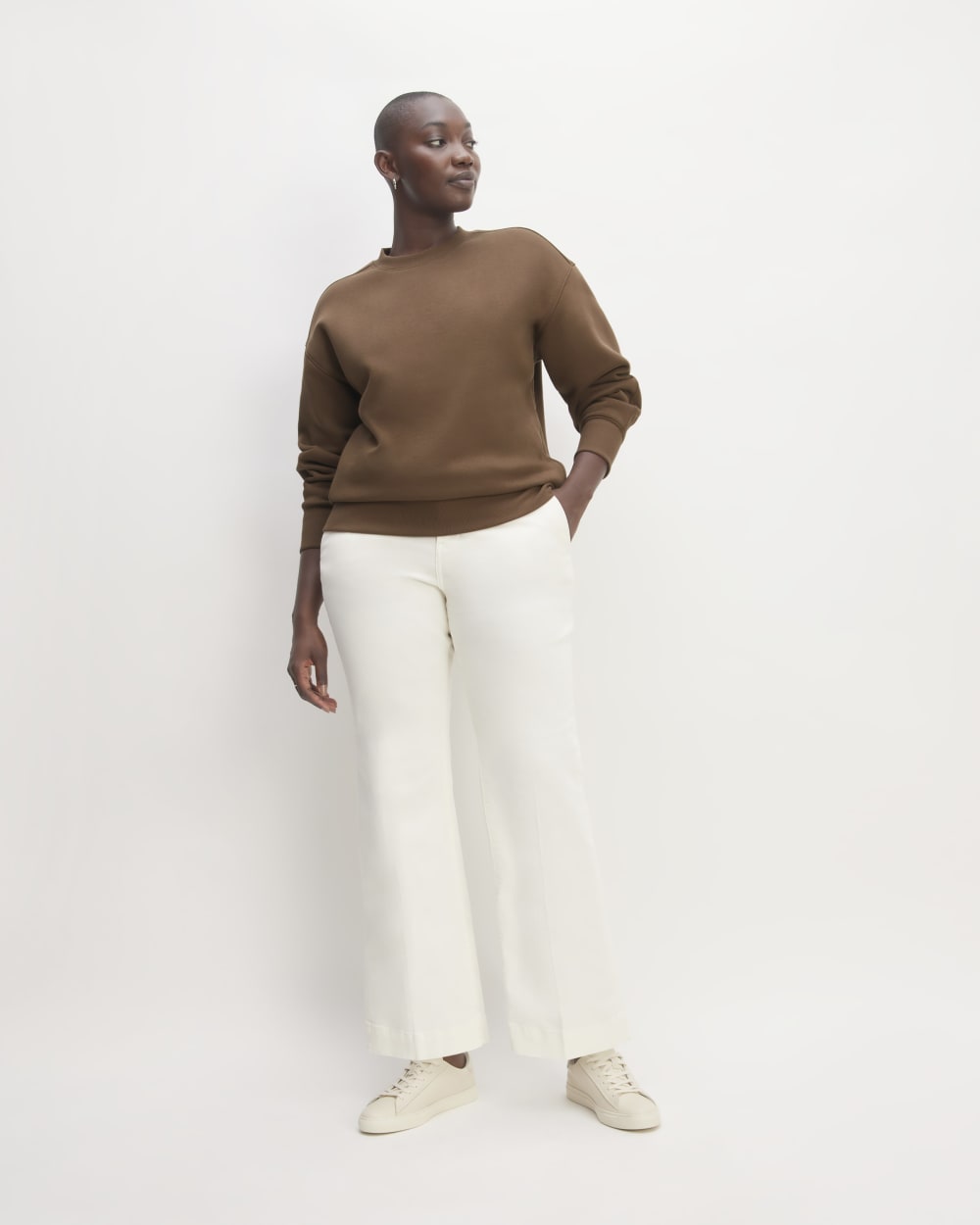 The ReTrack Oversized Crew in Cocoa — detail view