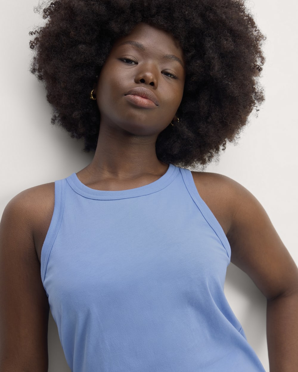 The Tank in Essential Cotton in Blue Opal — front view
