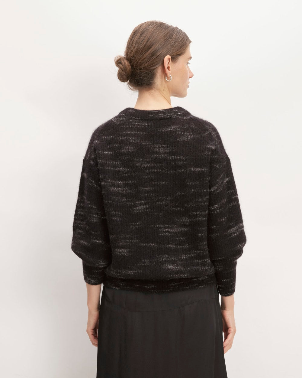 The Cocoon Crew in Alpaca in Black Heather — detail view