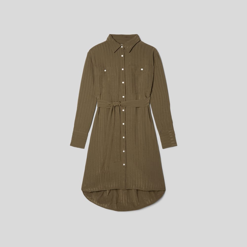 The City Stripe Draped Shirt Dress in Beech — alternate view