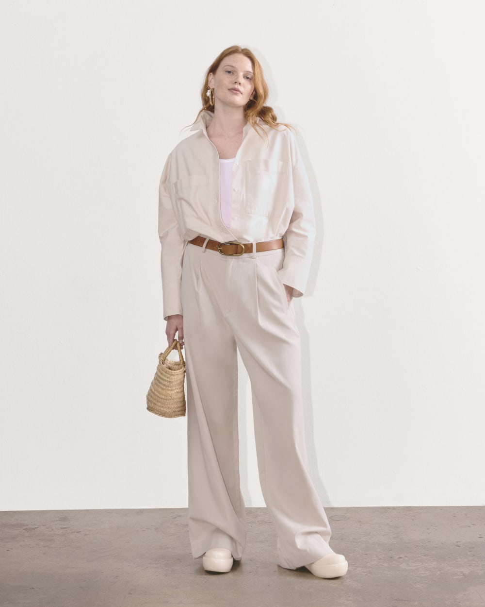 The Boxy Oxford in Whisper Pink — detail view