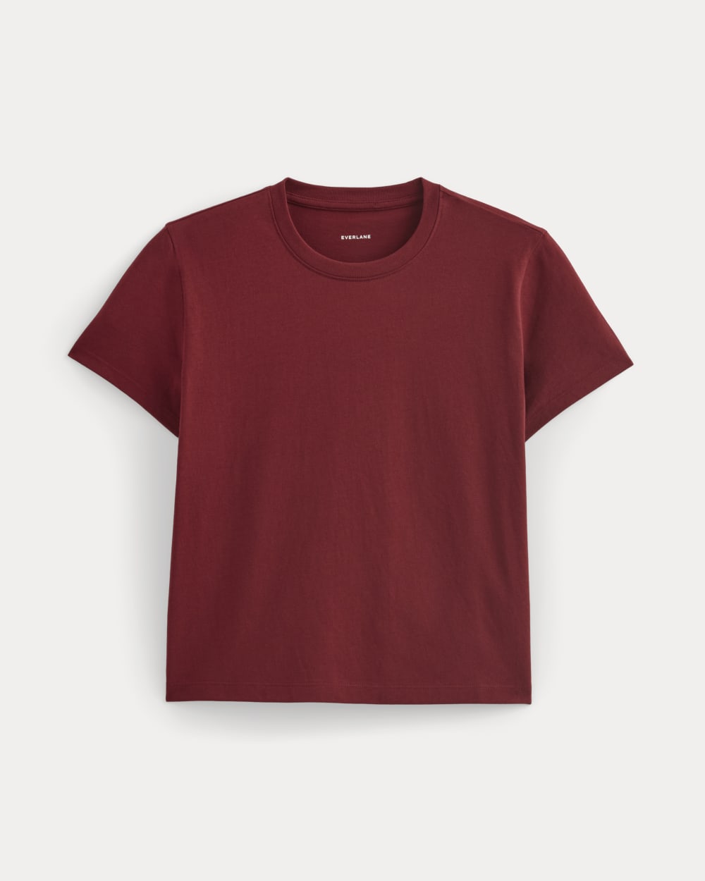 The Box-Cut Tee in Essential Cotton in Merlot — alternate view