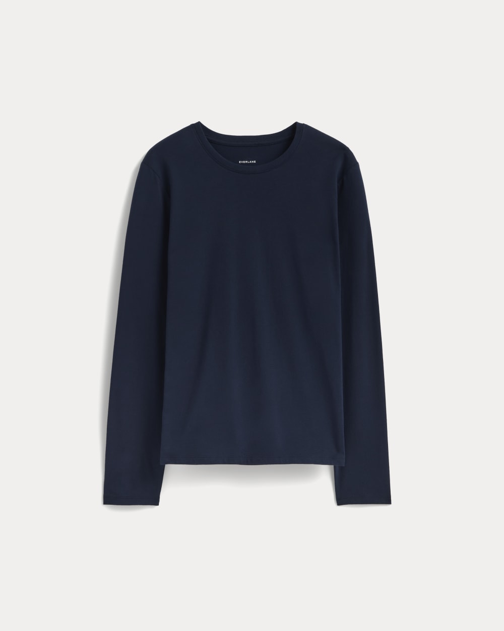 The Slim Long-Sleeve Crew in Essential Cotton in Navy — alternate view
