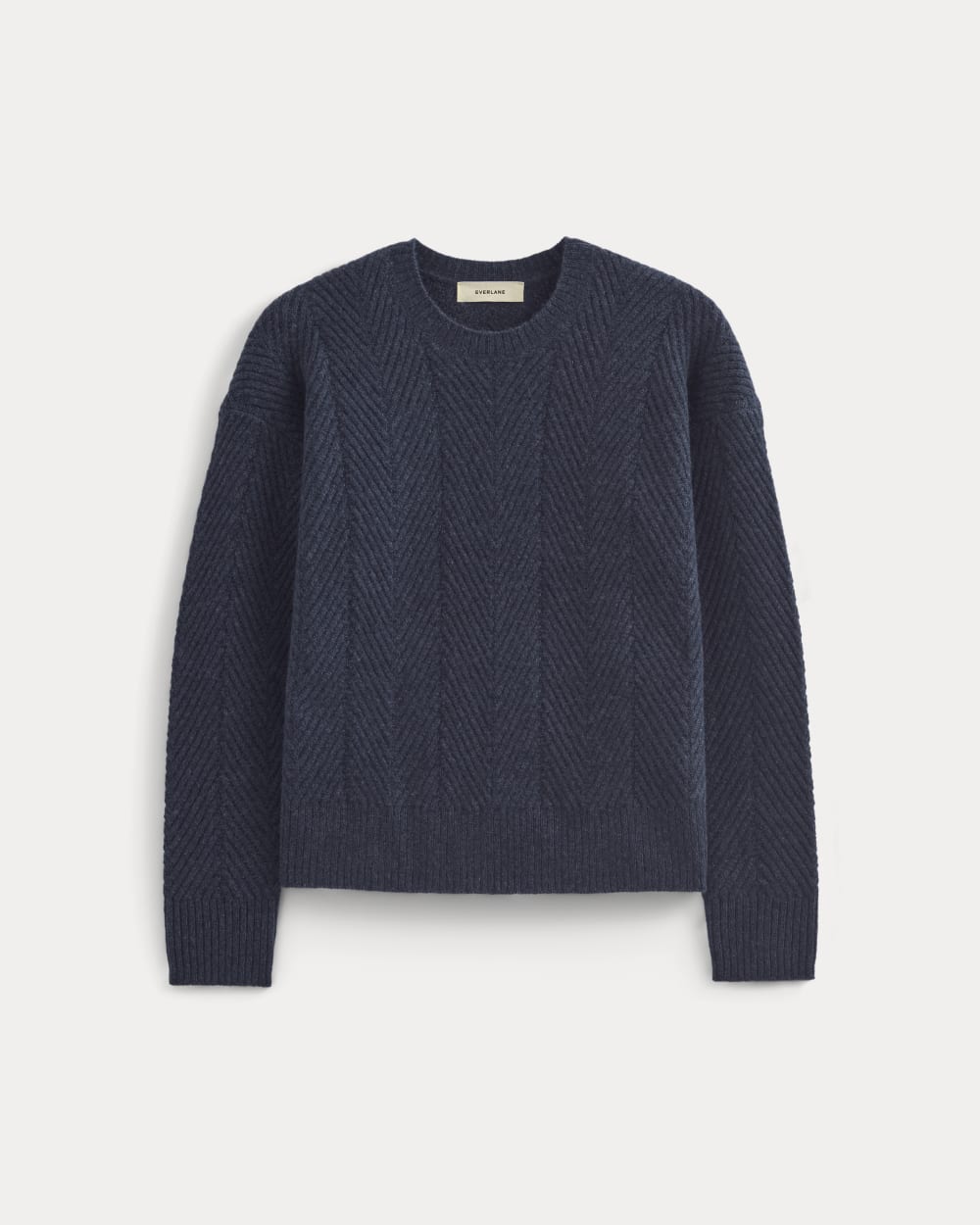 Cashmere Herringbone Sweater in Indigo — alternate view