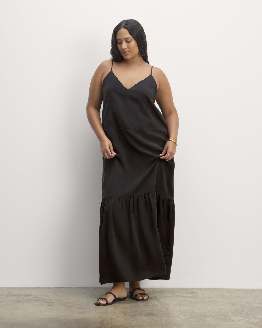 The Long Weekend Dress in Butterlite in Black — front view