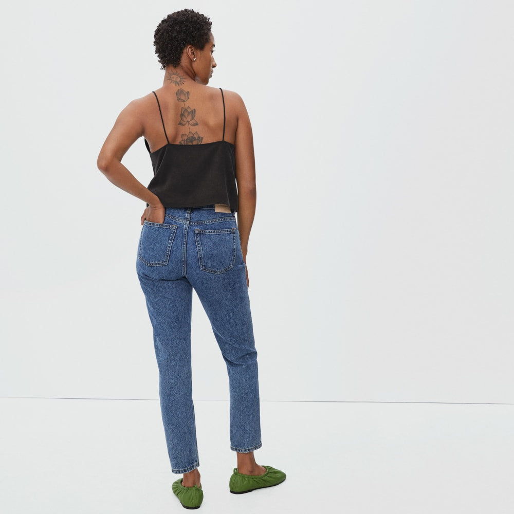 The Washable Silk Cropped Cami in Black — detail view