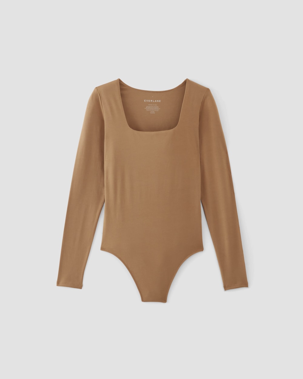 The Long-Sleeve Supima® Square-Neck Bodysuit in Tawny Brown — alternate view