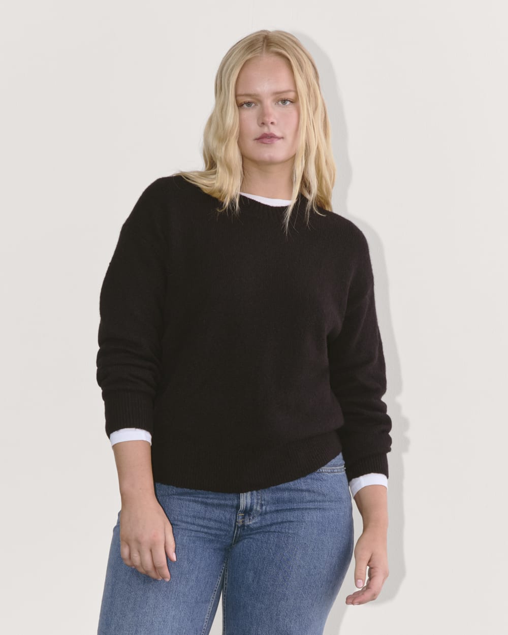 The Cocoon Crew in Plush Cotton in Black — front view