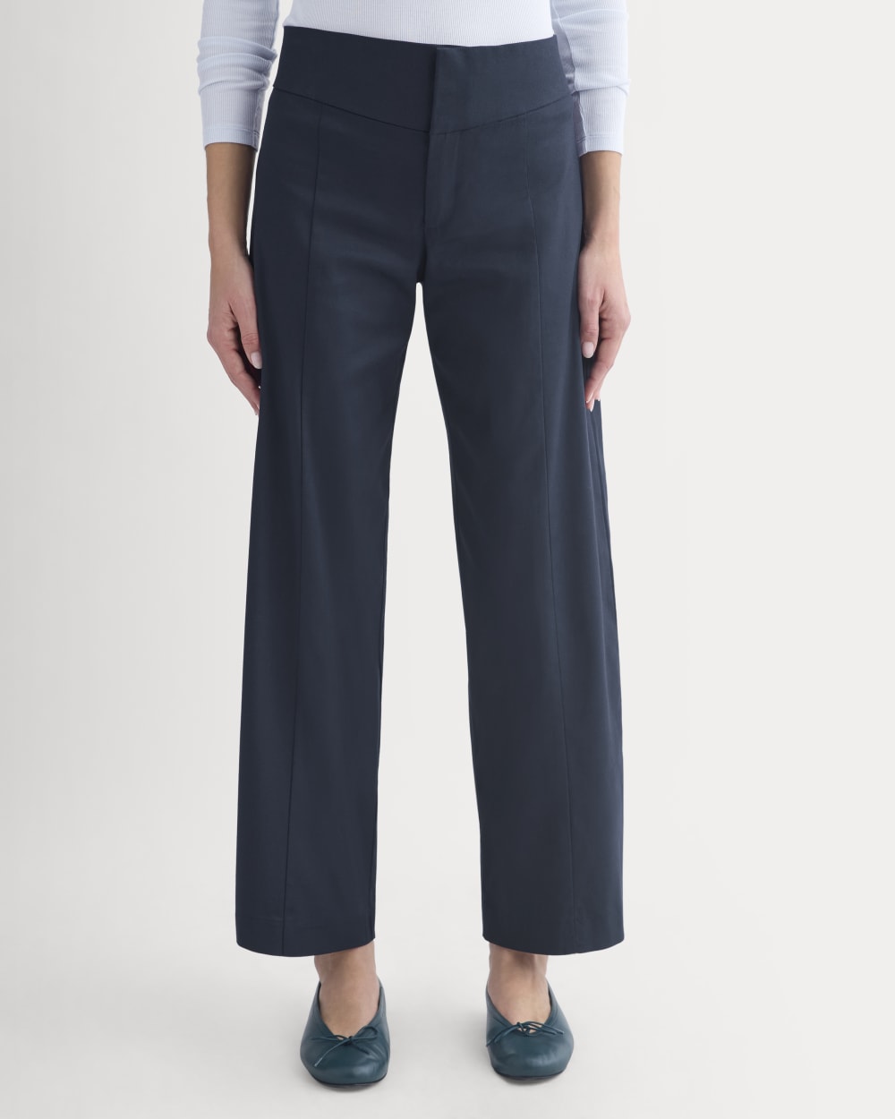 Tailored Drape Seam Pant in Navy — detail view
