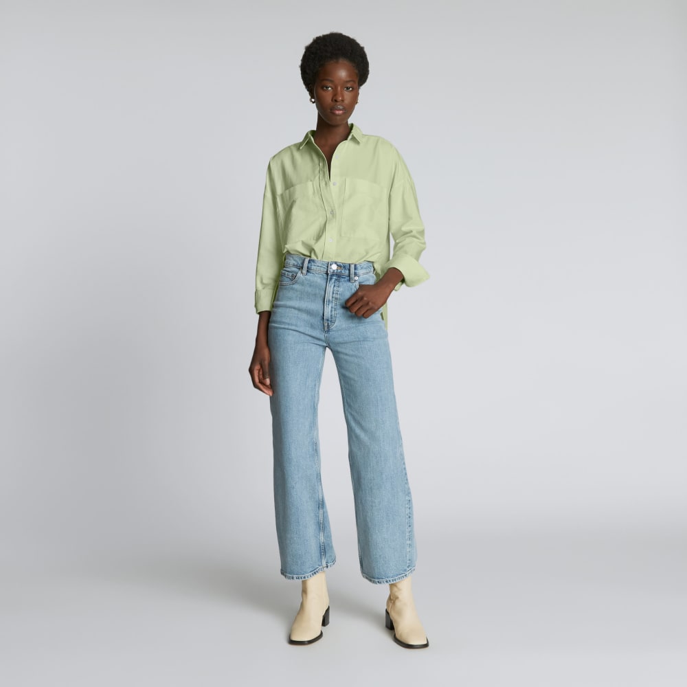 The Boxy Oxford in Seafoam Green — detail view