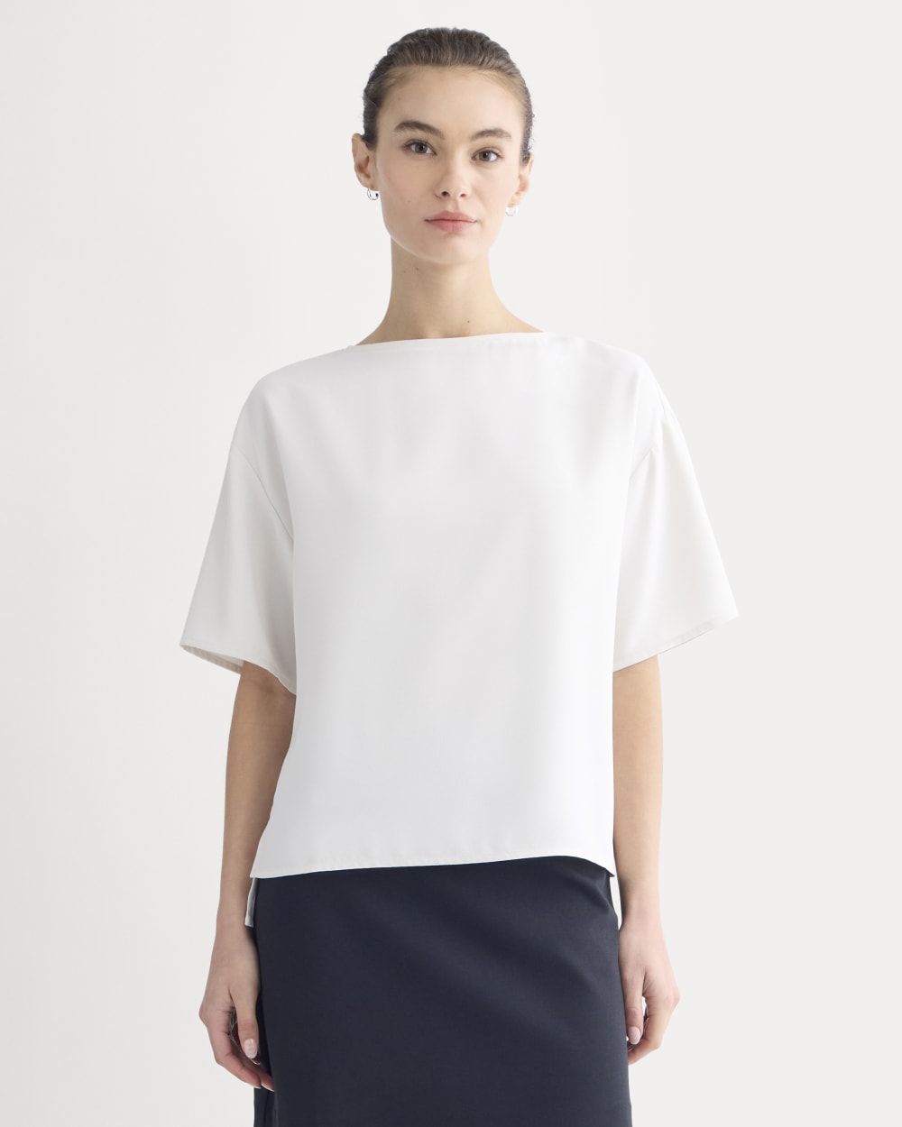 Drapey Crepe Top in Birch — front view
