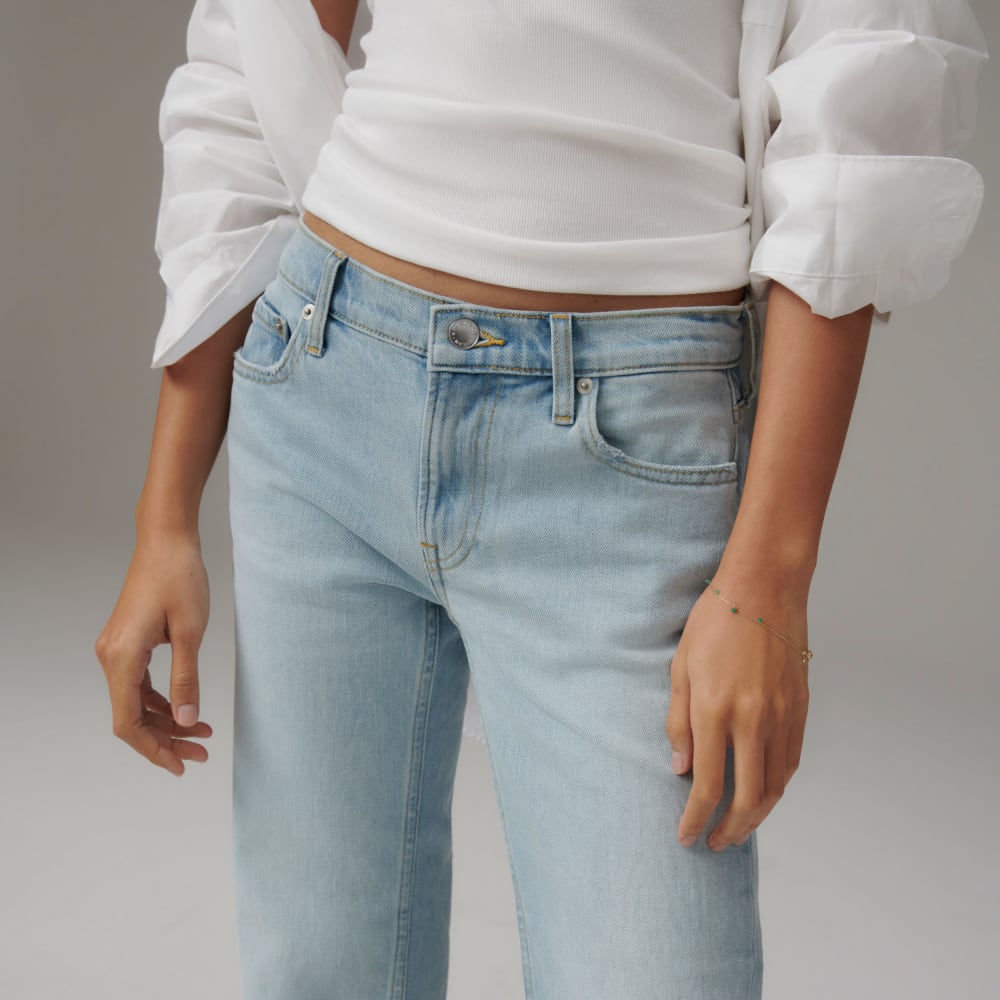 The Low-Rise Shortie Jean in Fog — detail view