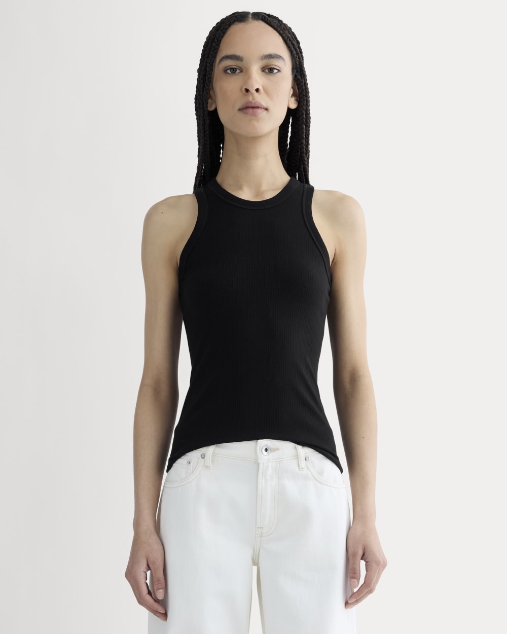 The Shimmy Cutaway Tank in Black — front view