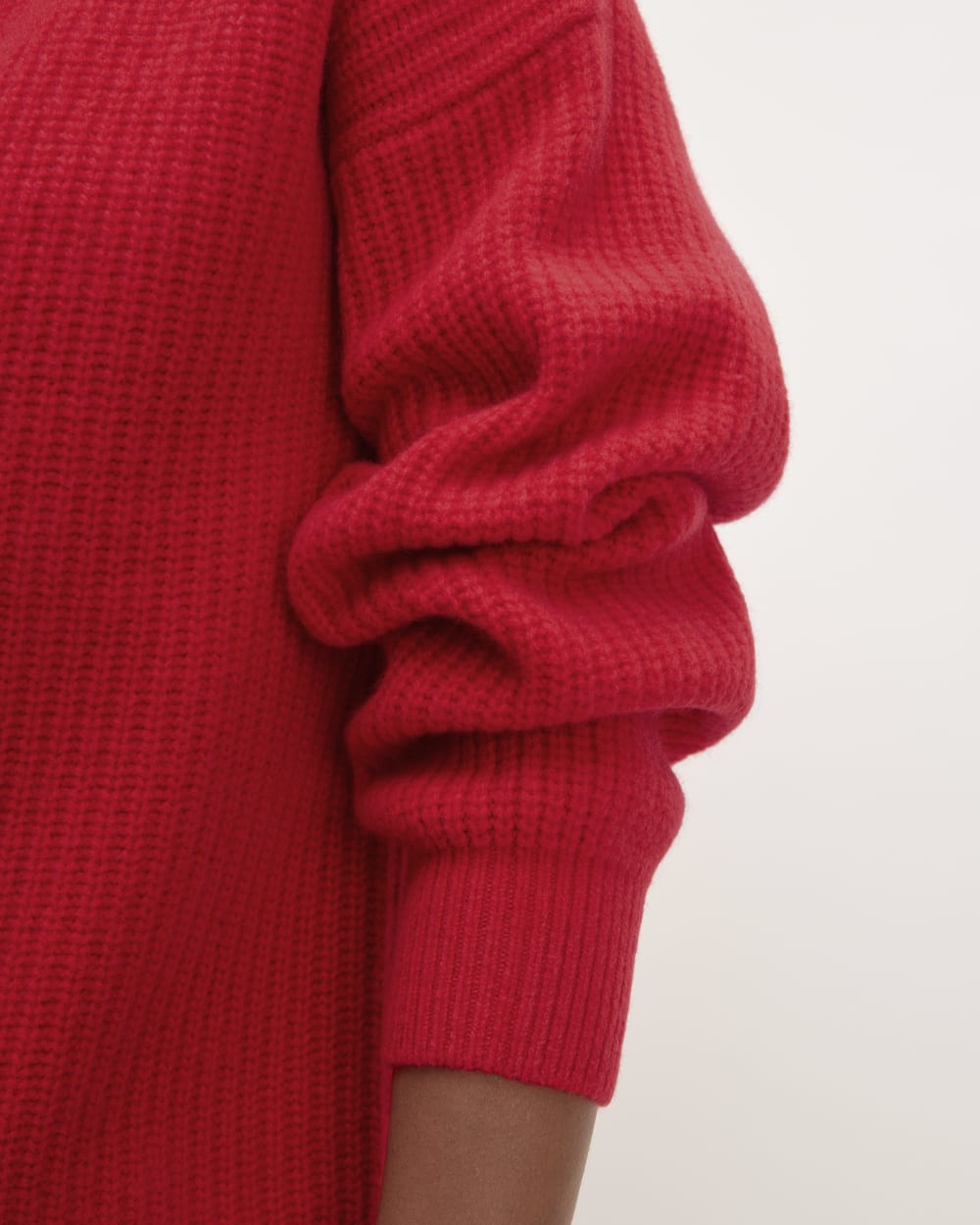 The Half-Zip Sweater in Luxe Merino in Classic Red — detail view