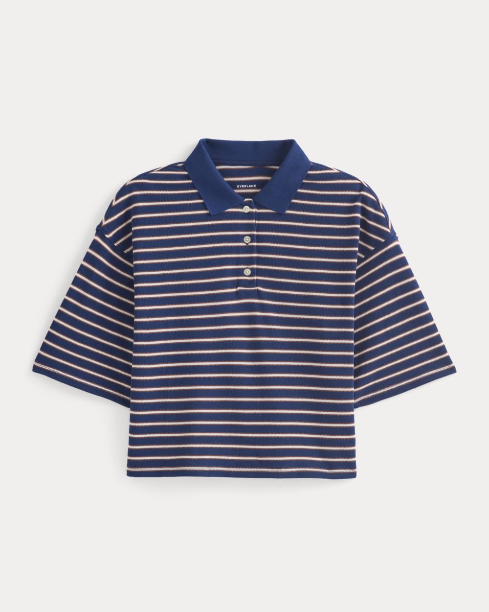 Pique Boxy Polo in Estate Blue/Henna/Gardenia — alternate view