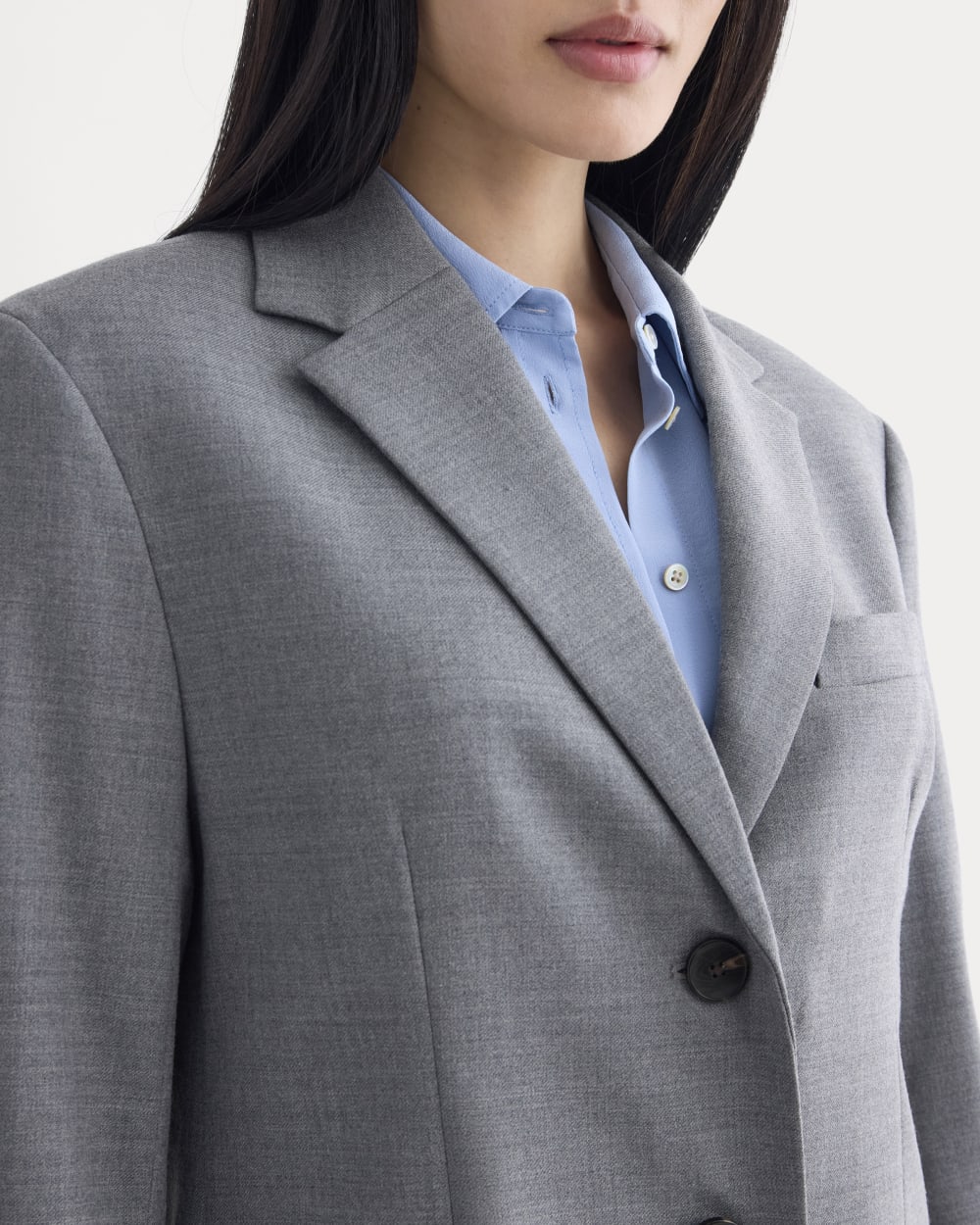 Blazer in Tailor Twill in Heather Graphite — detail view