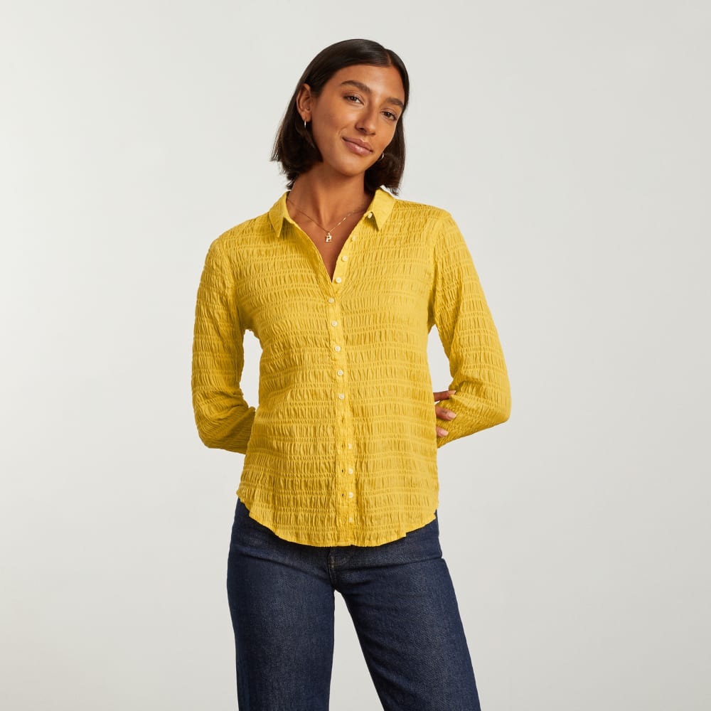 The Button Smock Top in Super Lemon — alternate view