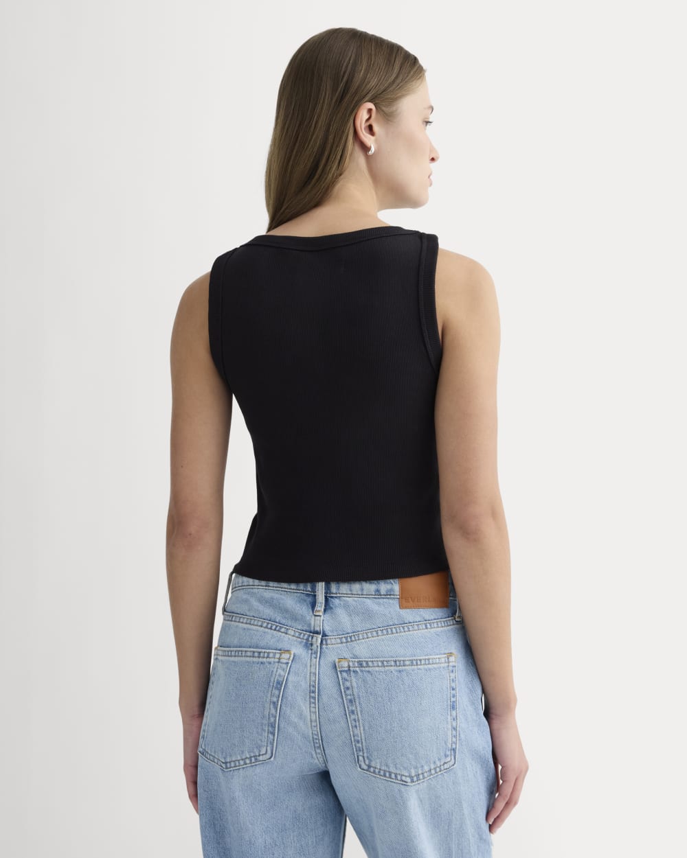 The Selfie Boatneck Tank in Black — detail view