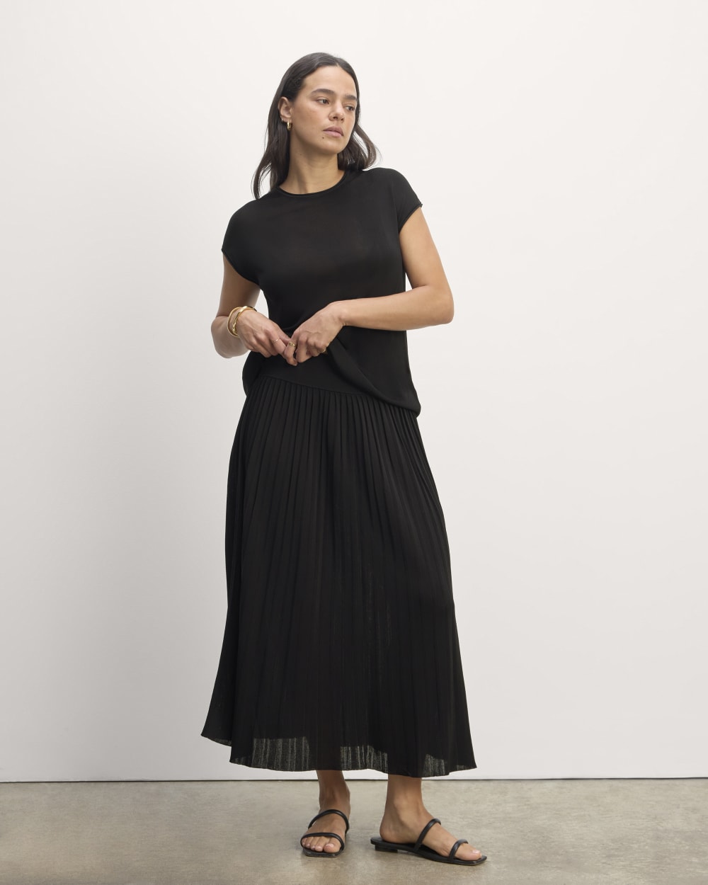 The Pleated Skirt in Black — front view