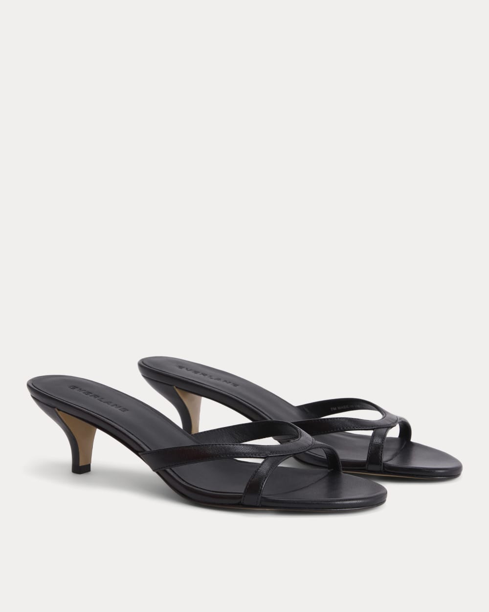 Sculpted Heel Sandal in Black Leather — alternate view